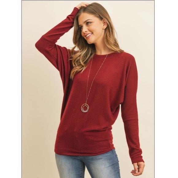 Cranberry Color Long Sleeve Top - Picture 6 of 9